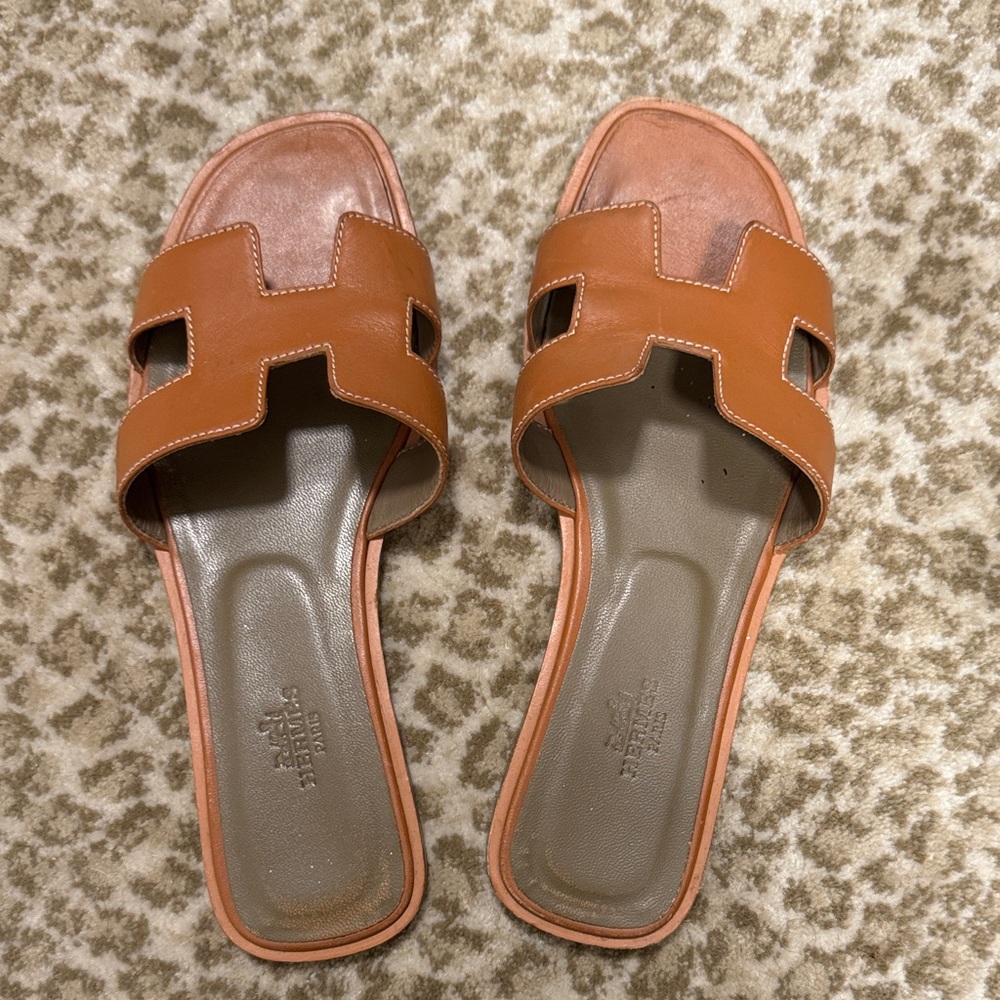 Hermes Oran Leather Sandals